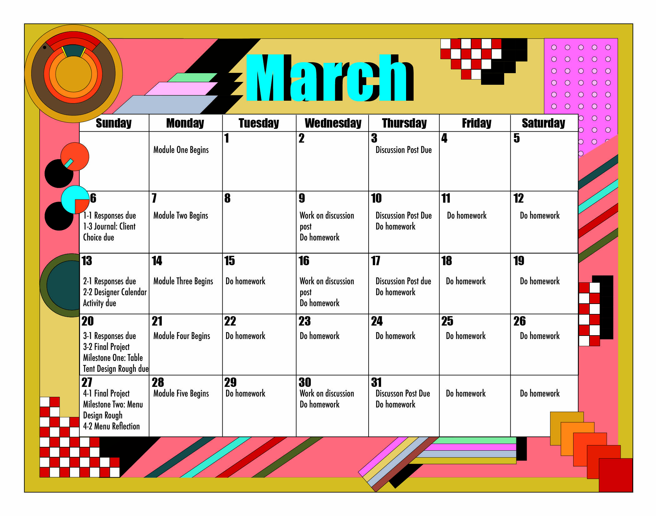 I designed parts of Milton Glaser's design work into a calendar.